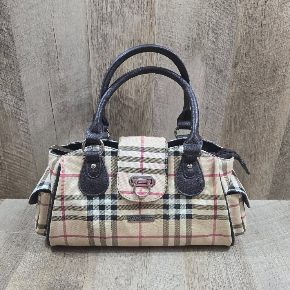 Burberry Plaid Shoulder Tote Bag